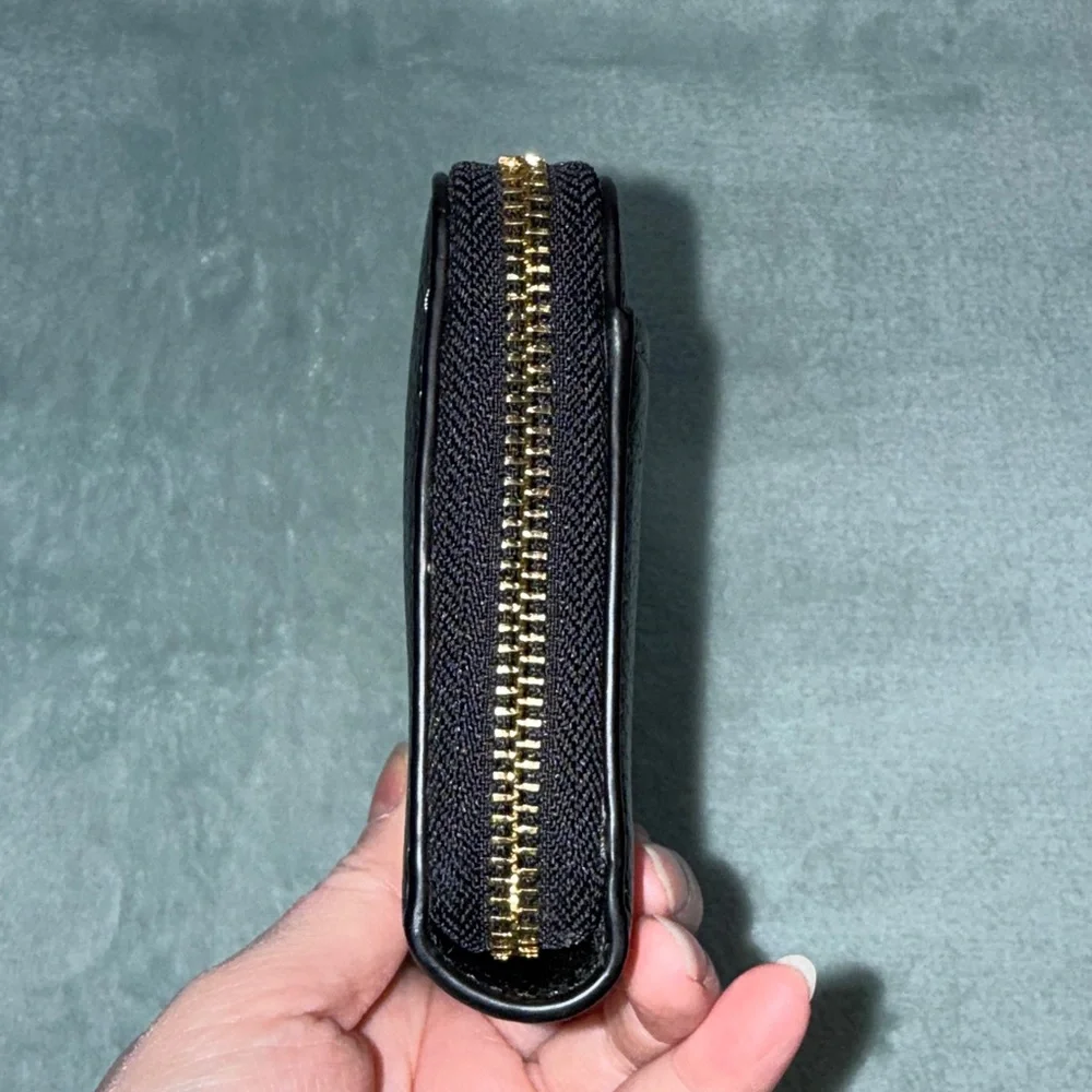 Tory Burch Black Pebbled Leather Thea Zip Continental Wallet